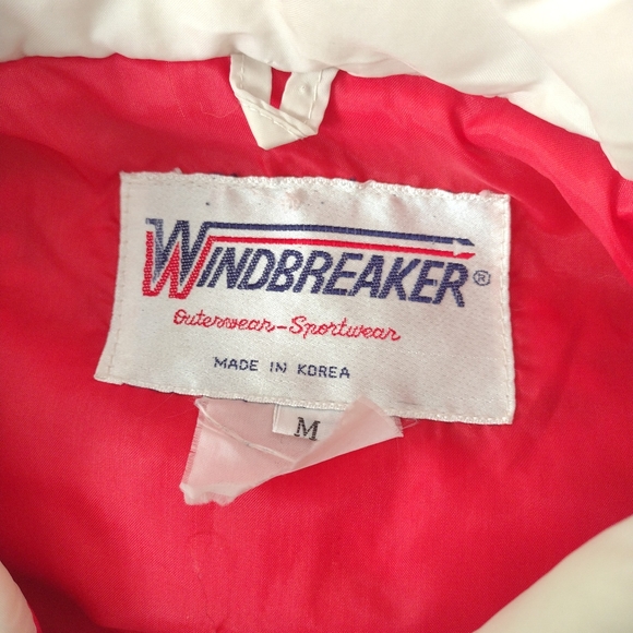 Vintage Vest by Windbreaker Black White Red Classic Chevron 80s - Picture 3 of 8